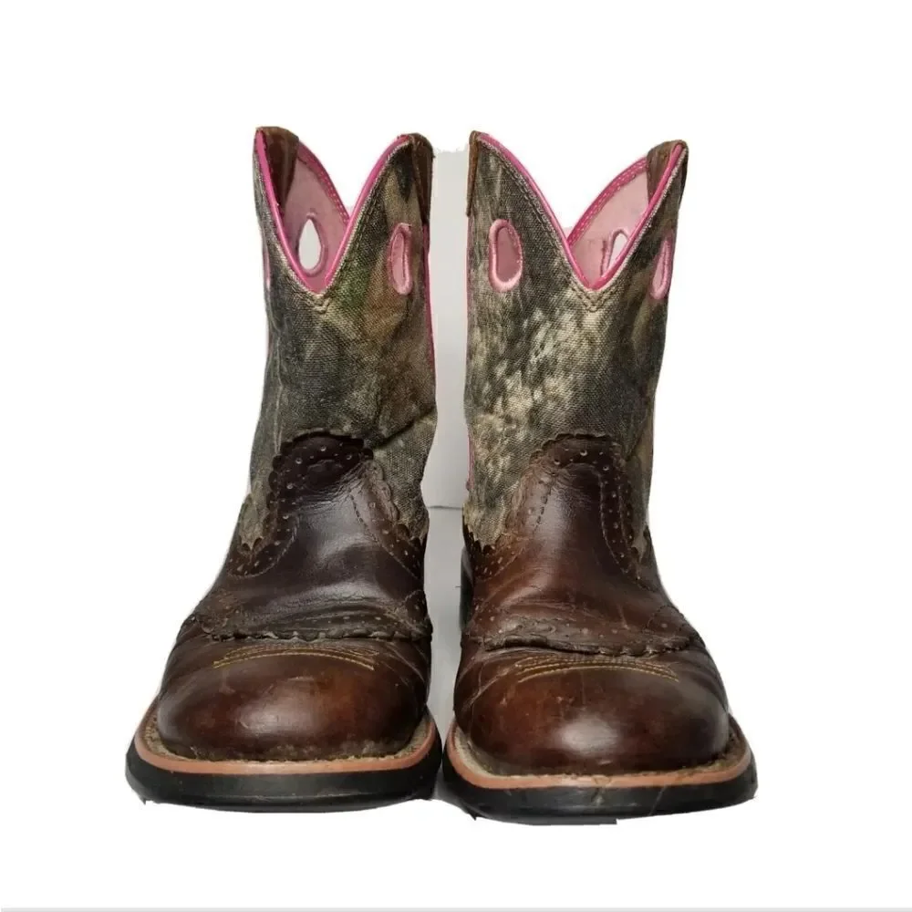 Ariat boot fat baby Women's size 6.5 pink camo brown leather